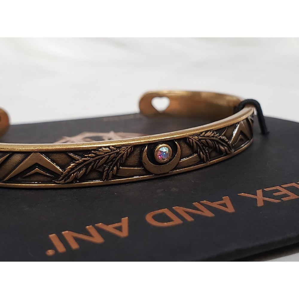 Alex and Ani Godspeed PROTECTION CUFF BRACELET SWAROVSKI CRYSTAL CRESCENT MOON